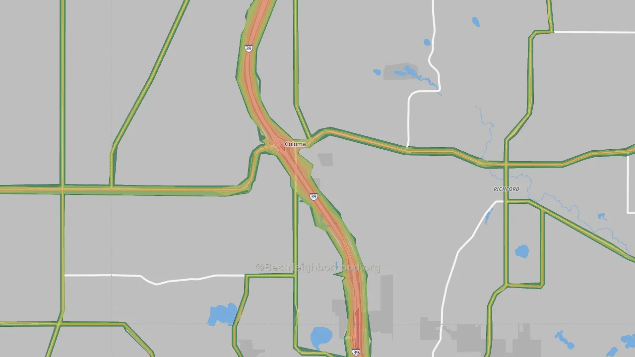 54930, WI Map of Noise Levels in 54930