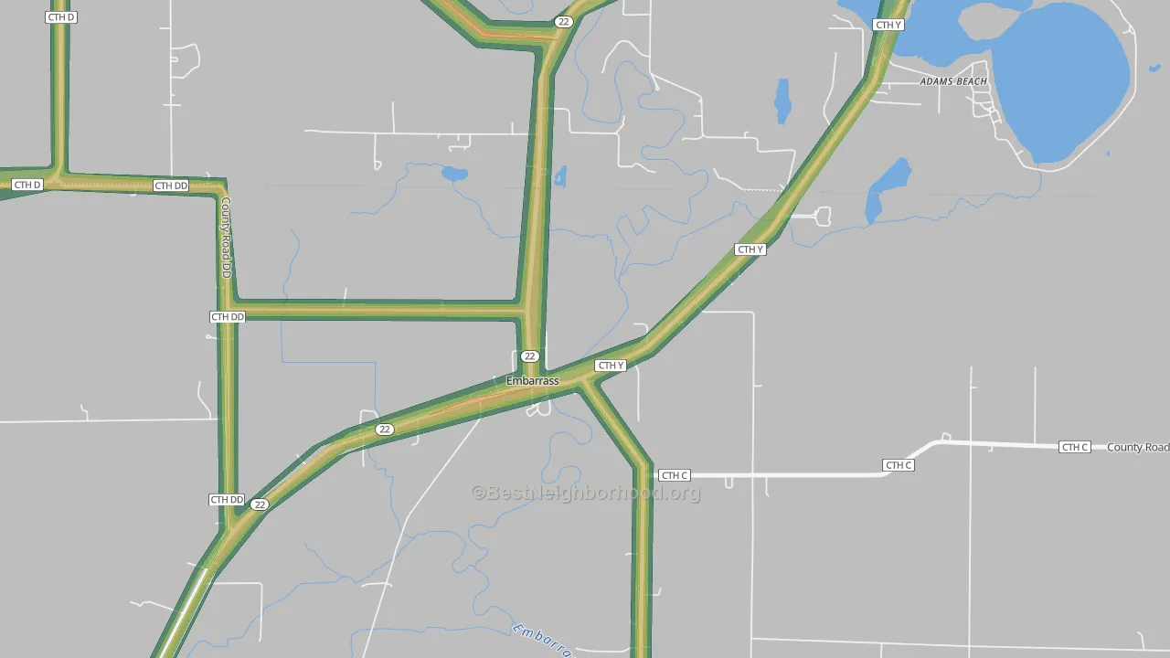 54933, WI Map of Noise Levels in 54933
