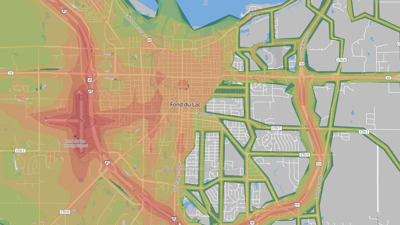 54935, WI Map of Noise Levels in 54935