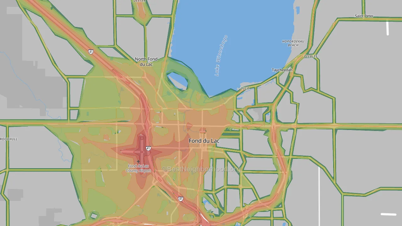 54937, WI Map of Noise Levels in 54937