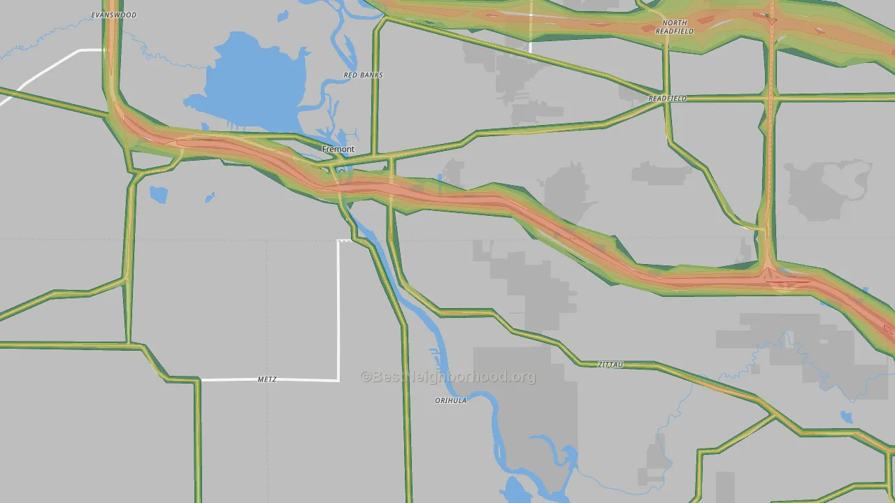 54940, WI Map of Noise Levels in 54940