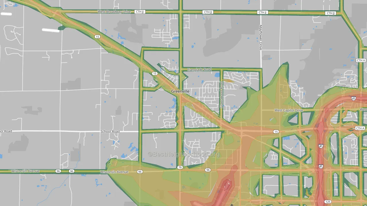 54942, WI Map of Noise Levels in 54942