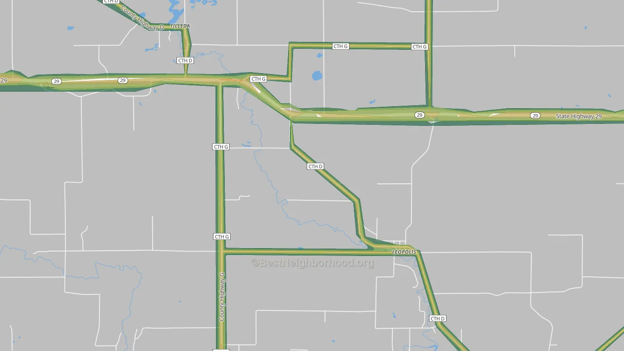 54948, WI Map of Noise Levels in 54948