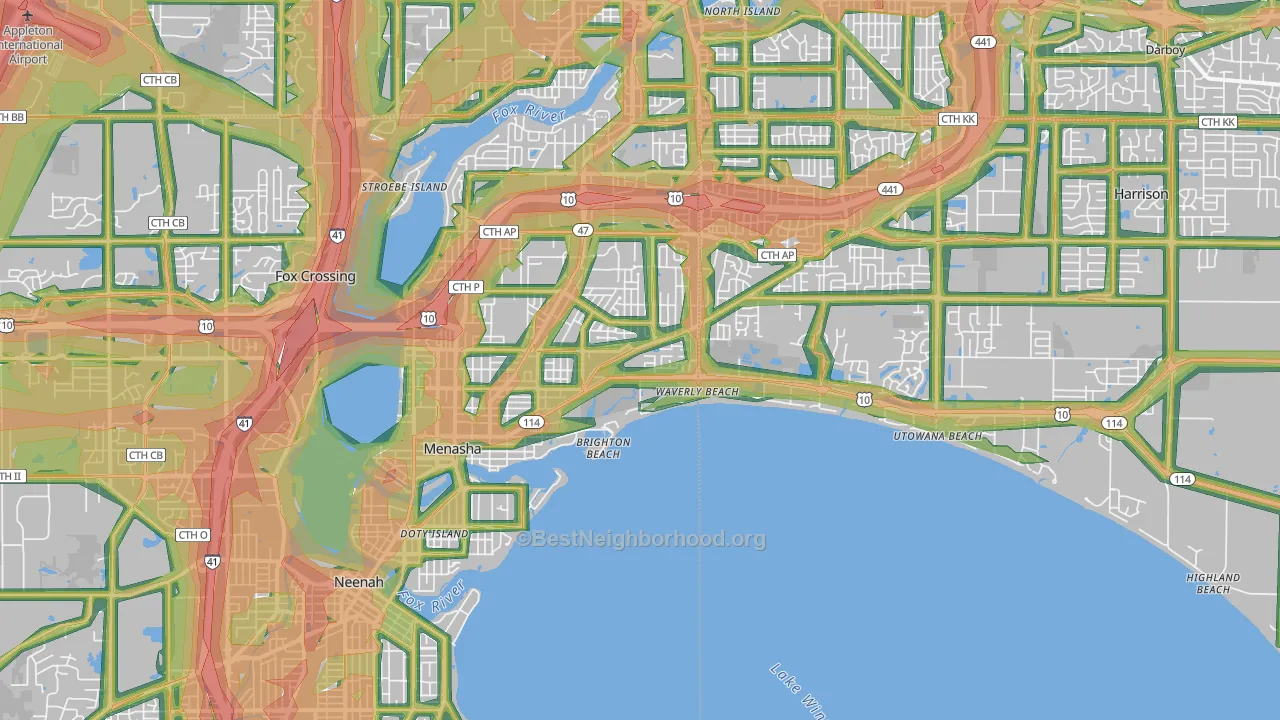 54952, WI Map of Noise Levels in 54952