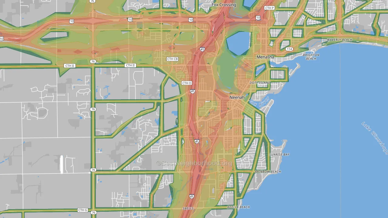 54956, WI Map of Noise Levels in 54956