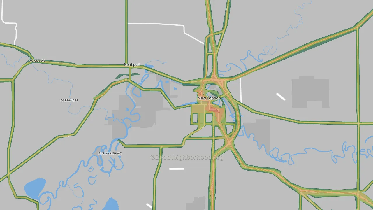54961, WI Map of Noise Levels in 54961