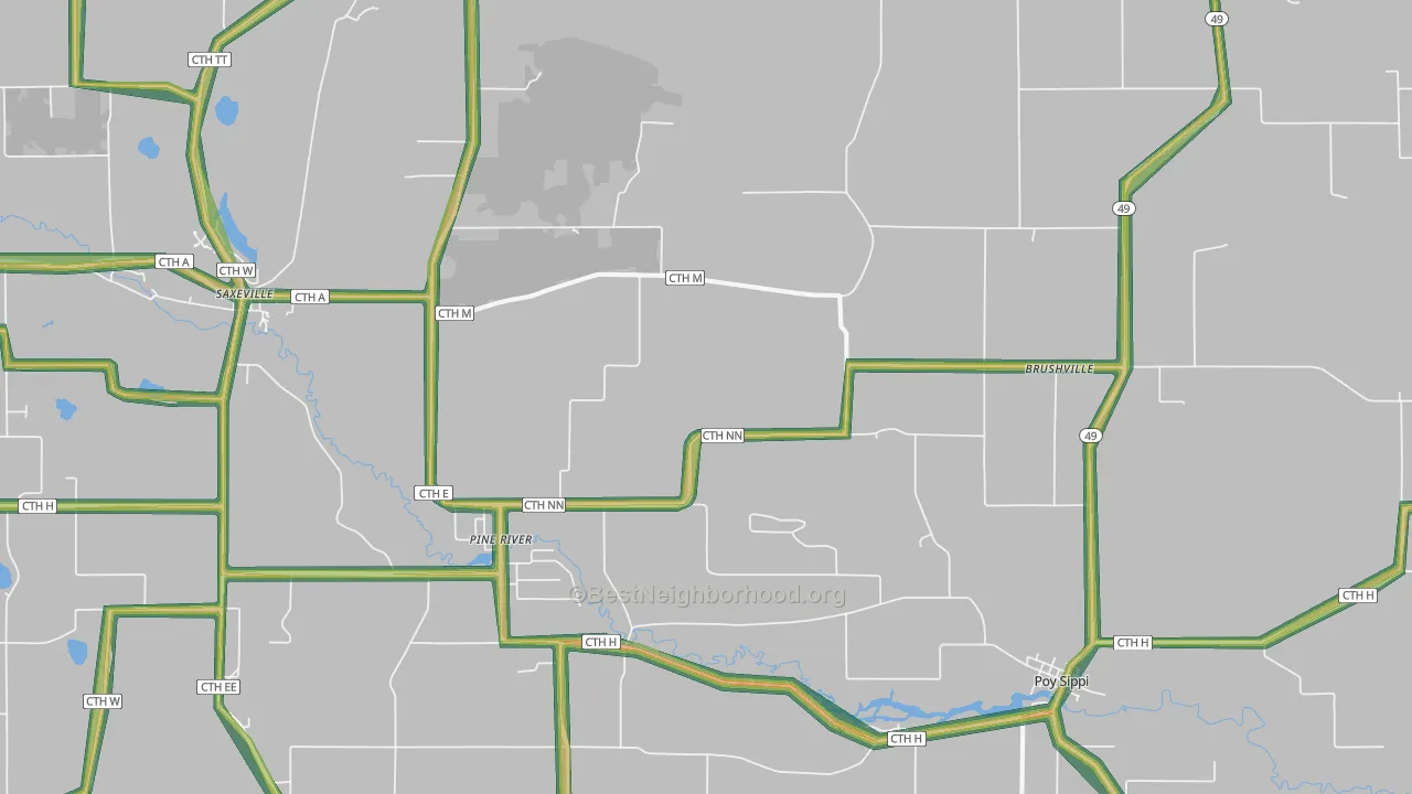 54965, WI Map of Noise Levels in 54965