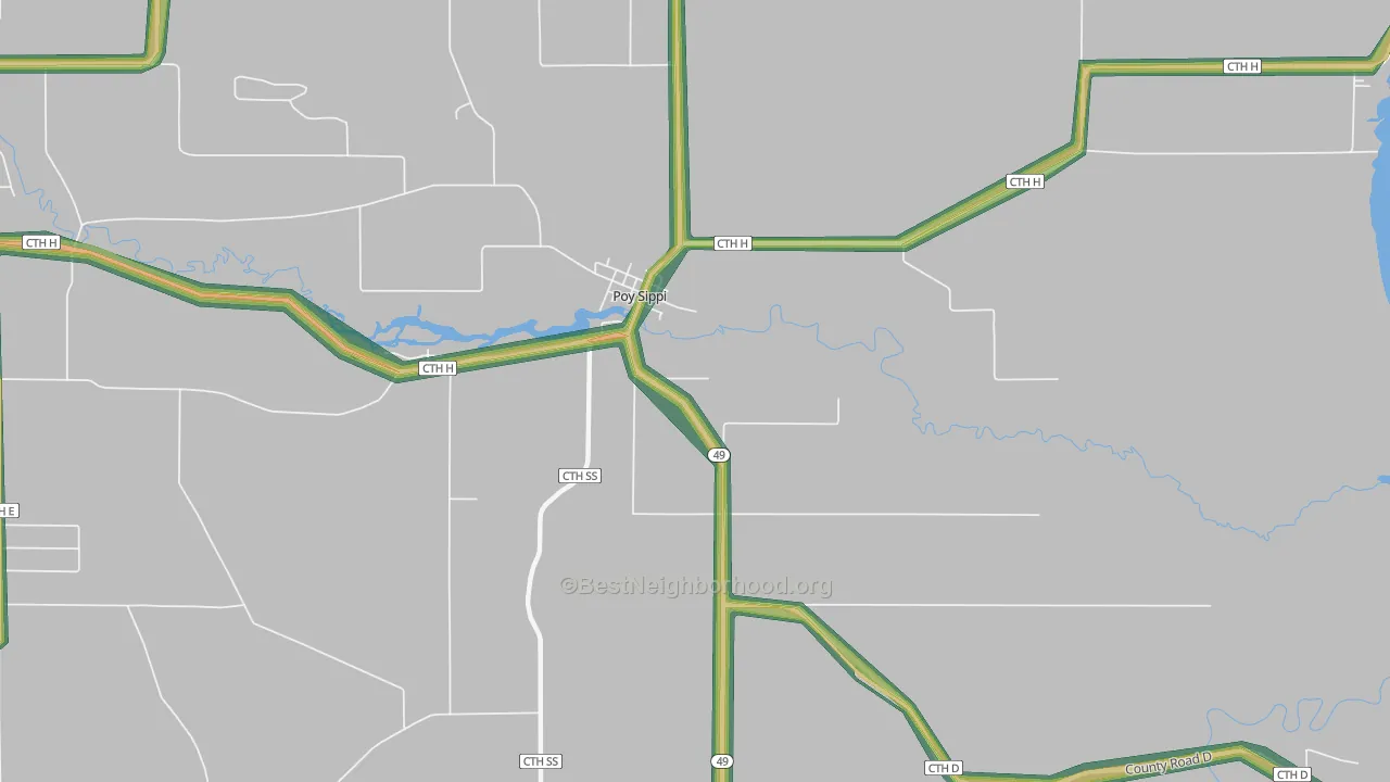 54967, WI Map of Noise Levels in 54967