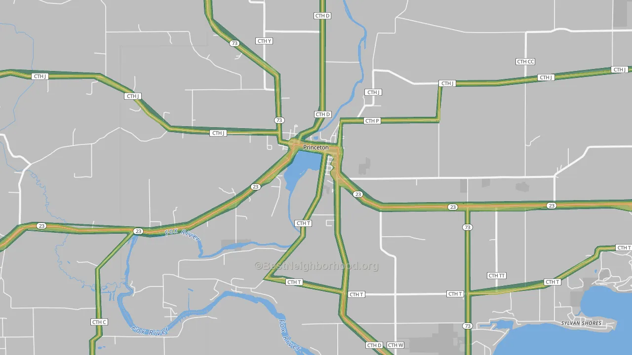 54968, WI Map of Noise Levels in 54968