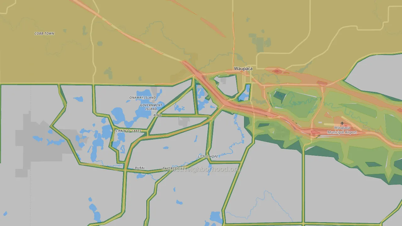 54981, WI Map of Noise Levels in 54981