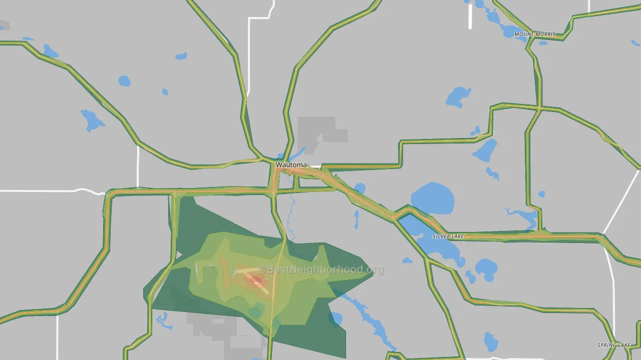 54982, WI Map of Noise Levels in 54982