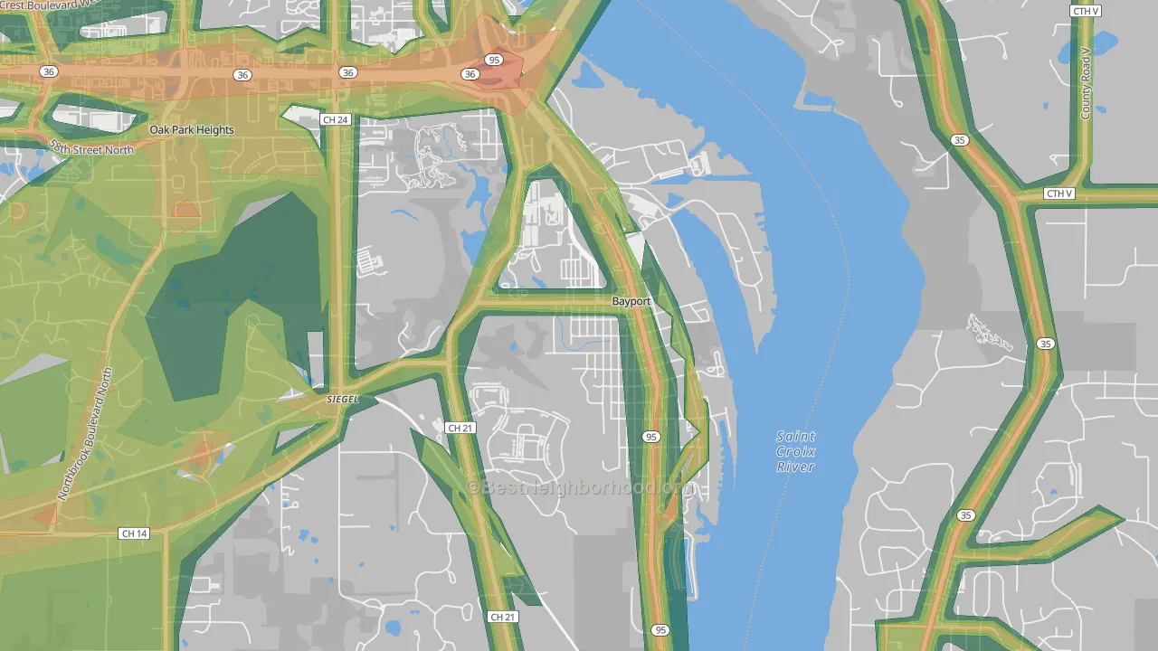 55003, MN Map of Noise Levels in 55003