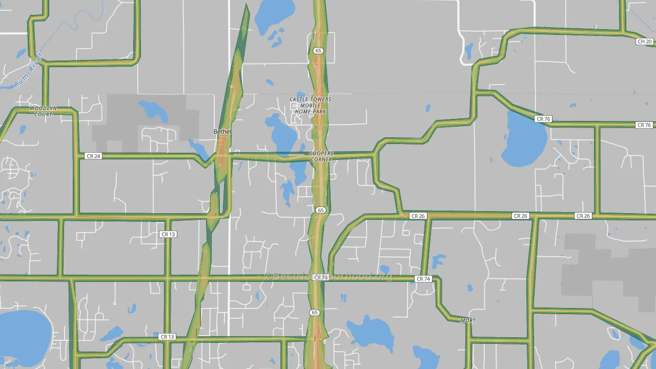 55005, MN Map of Noise Levels in 55005