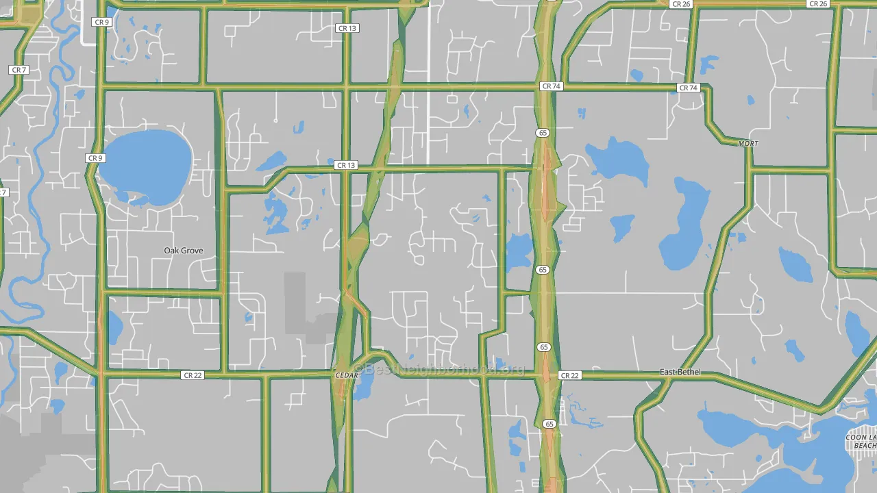 55011, MN Map of Noise Levels in 55011