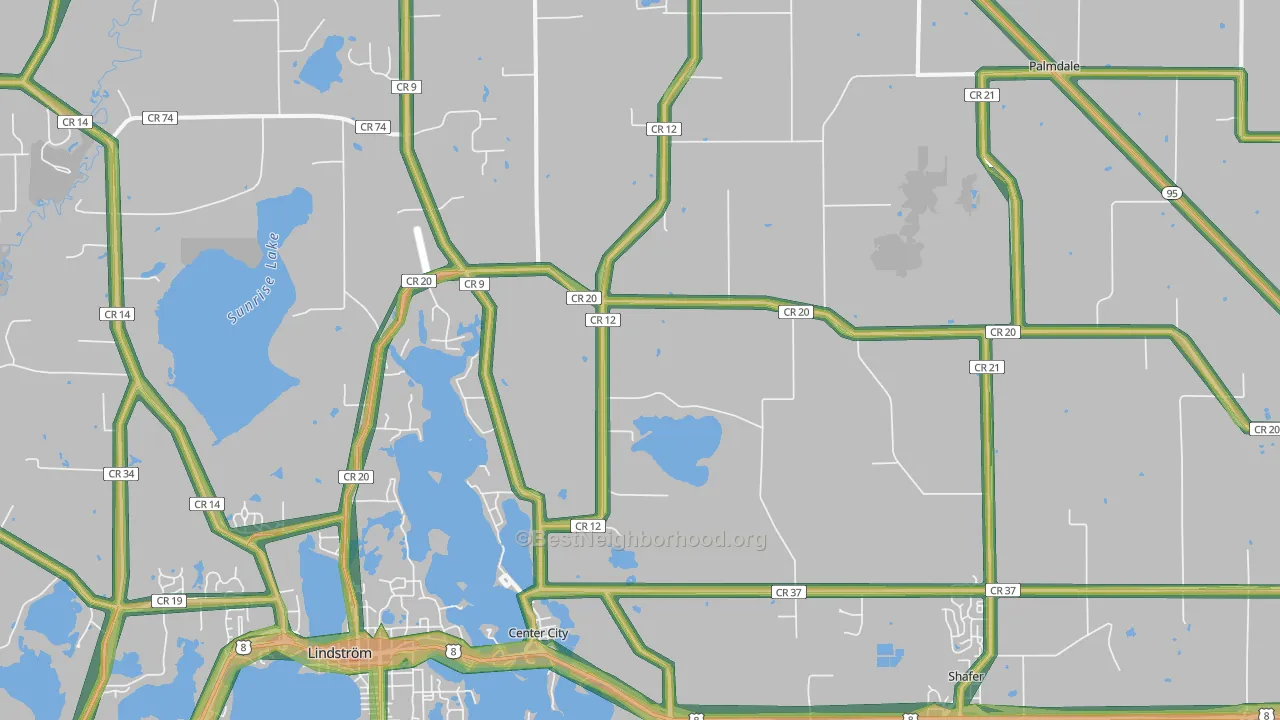 55012, MN Map of Noise Levels in 55012