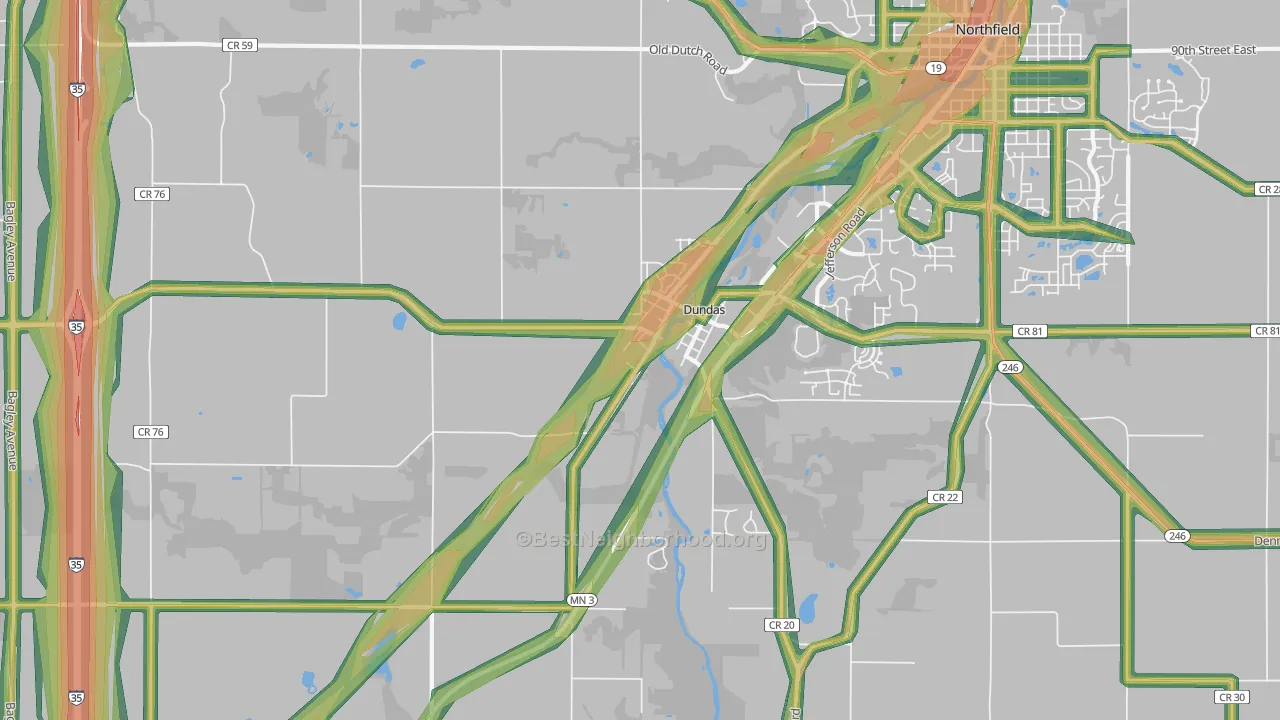 55019, MN Map of Noise Levels in 55019
