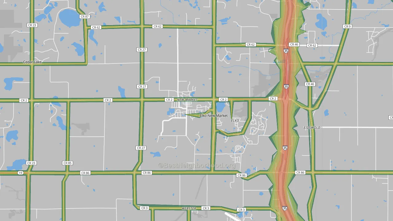 55020, MN Map of Noise Levels in 55020