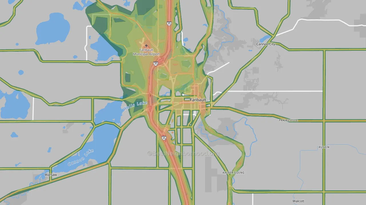 55021, MN Map of Noise Levels in 55021