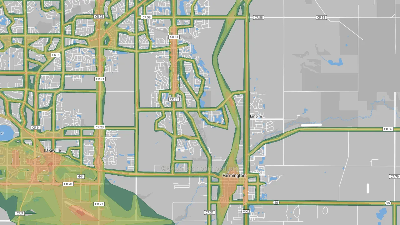 55024, MN Map of Noise Levels in 55024