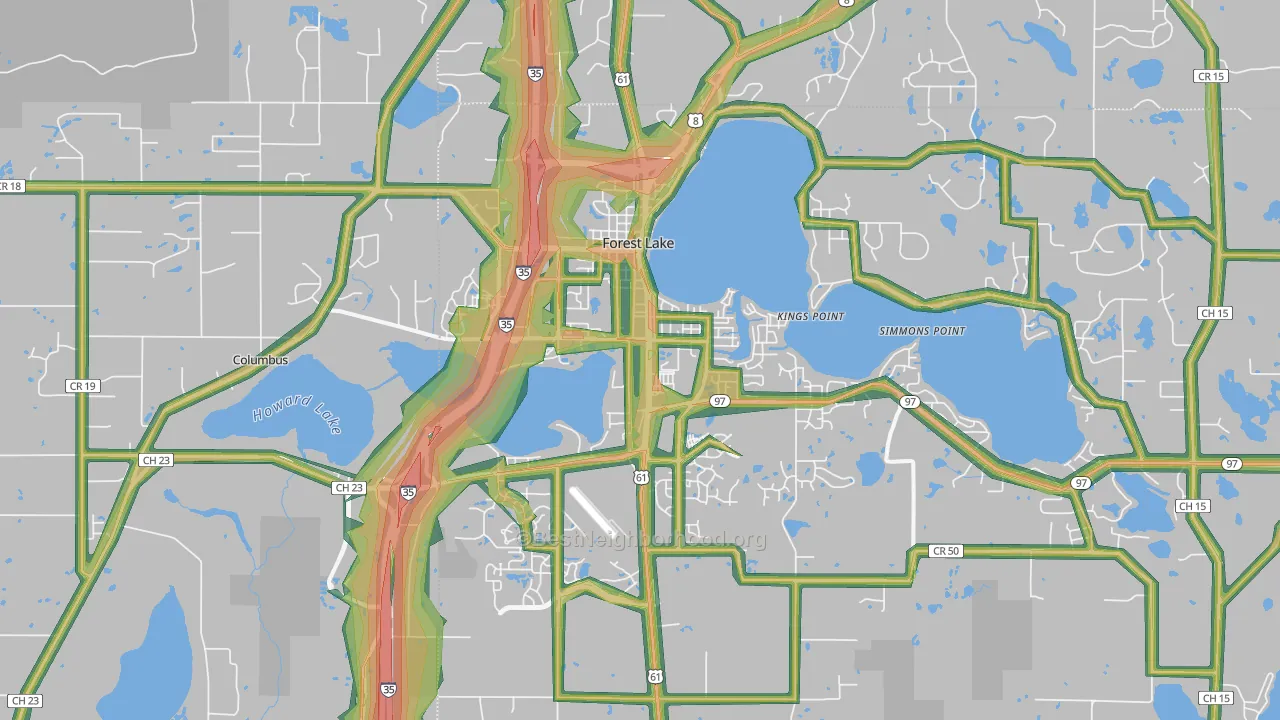 55025, MN Map of Noise Levels in 55025