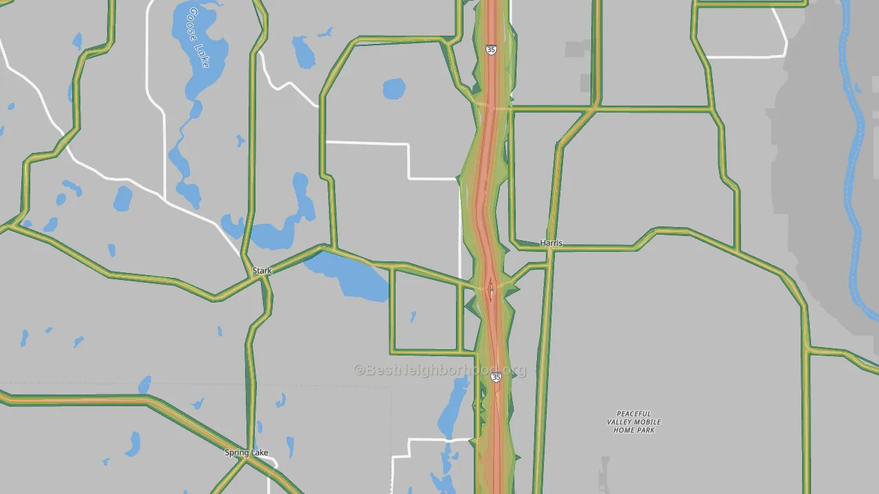 55032, MN Map of Noise Levels in 55032