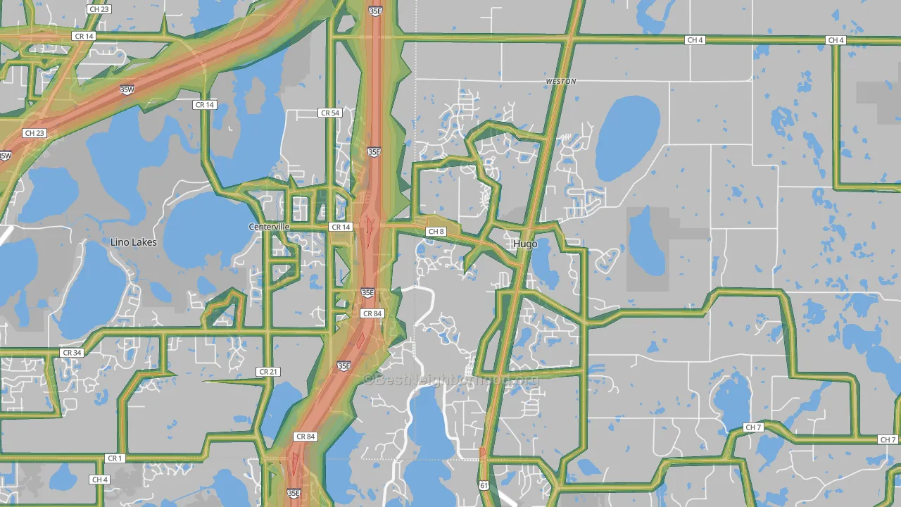 55038, MN Map of Noise Levels in 55038