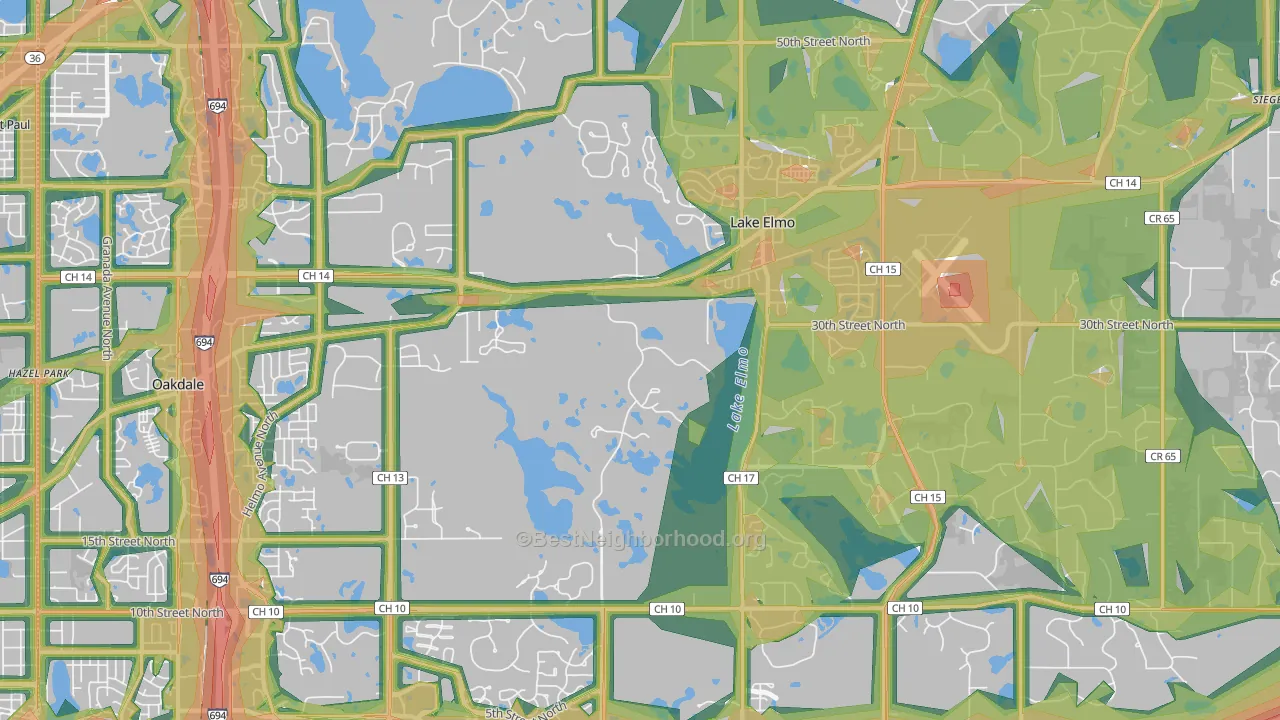 55042, MN Map of Noise Levels in 55042