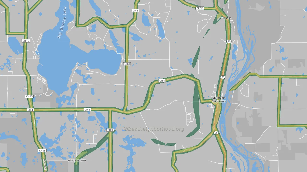 55047, MN Map of Noise Levels in 55047