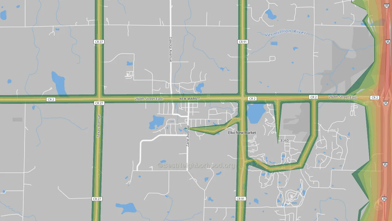 55054, MN Map of Noise Levels in 55054
