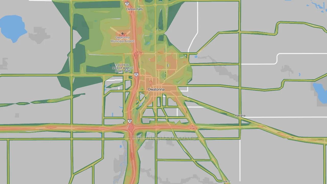 55060, MN Map of Noise Levels in 55060