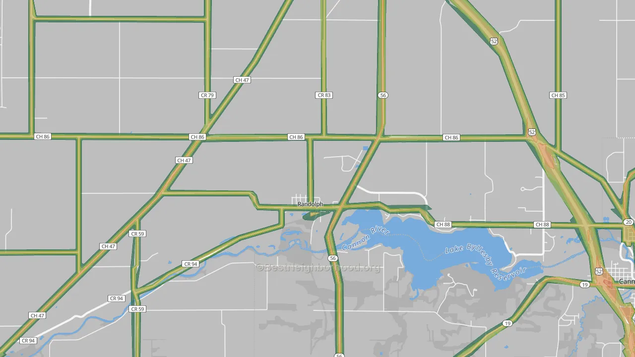 55065, MN Map of Noise Levels in 55065
