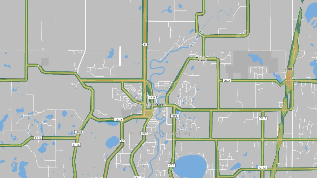 55070, MN Map of Noise Levels in 55070
