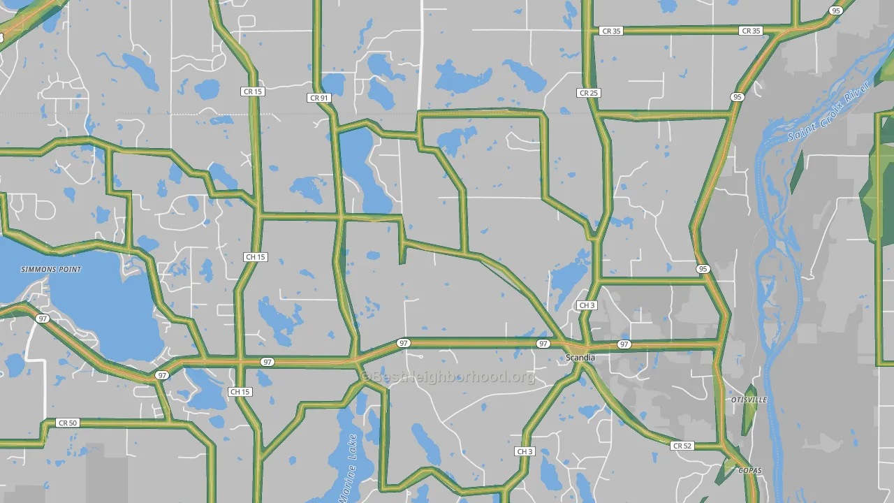 55073, MN Map of Noise Levels in 55073