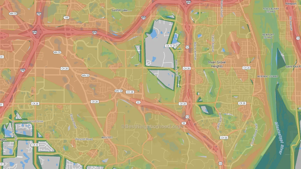 55077, MN Map of Noise Levels in 55077