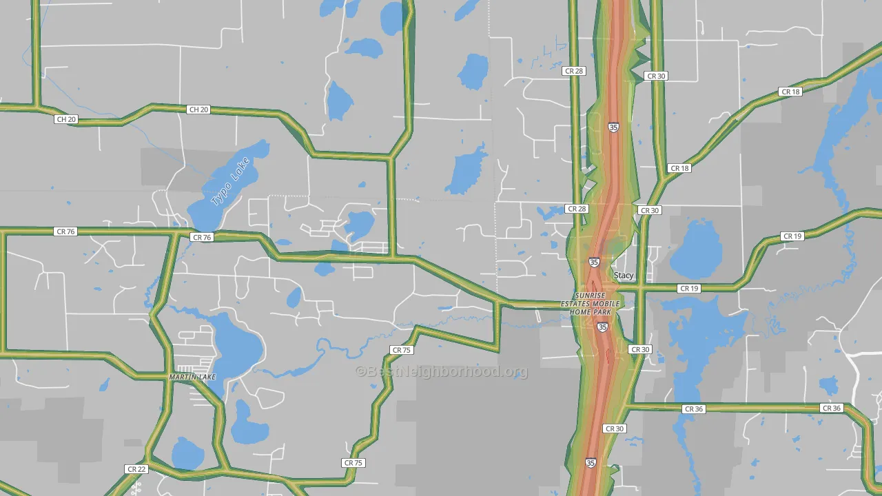55079, MN Map of Noise Levels in 55079