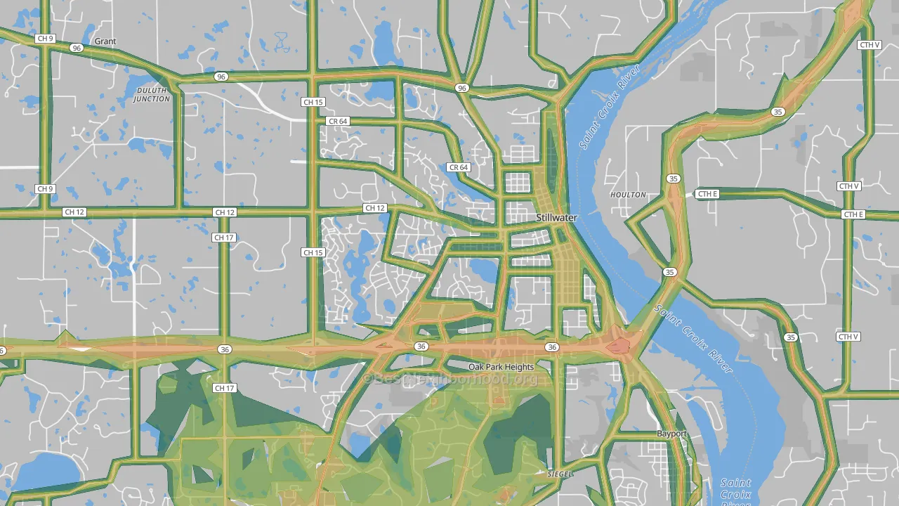 55082, MN Map of Noise Levels in 55082