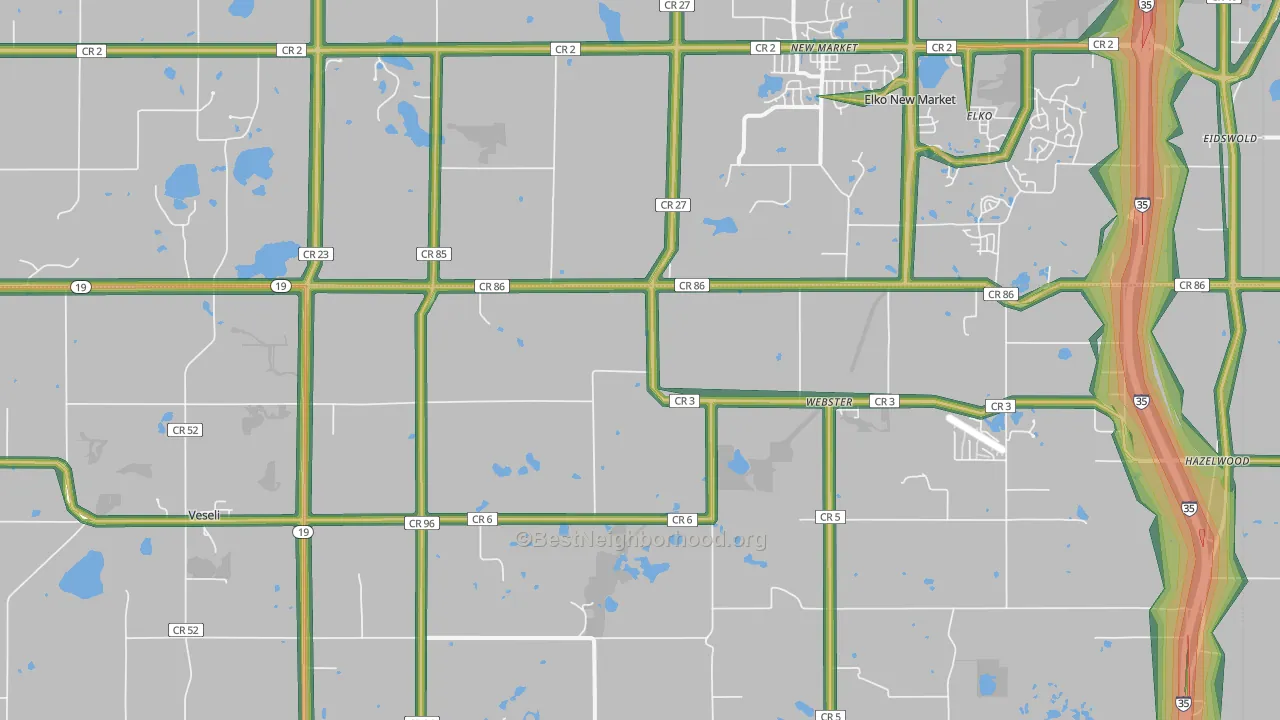 55088, MN Map of Noise Levels in 55088