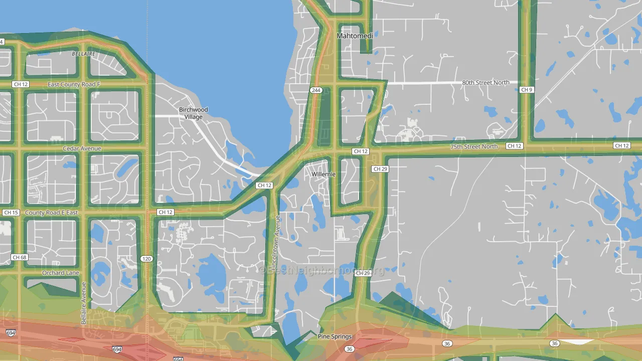 55090, MN Map of Noise Levels in 55090