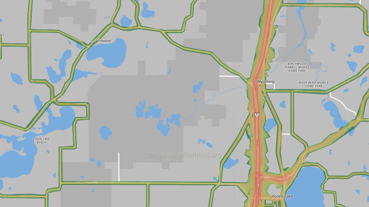 55092, MN Map of Noise Levels in 55092