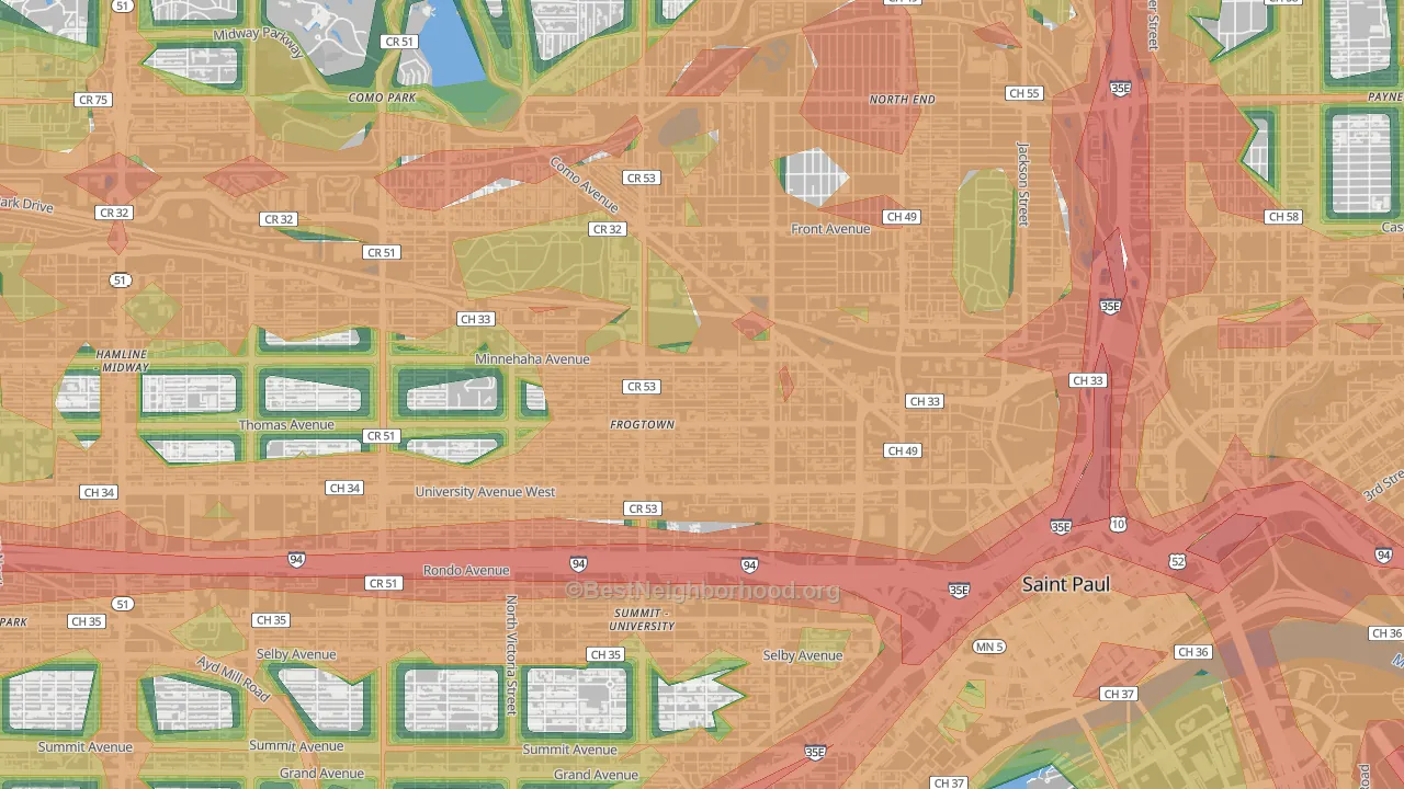 55103, MN Map of Noise Levels in 55103