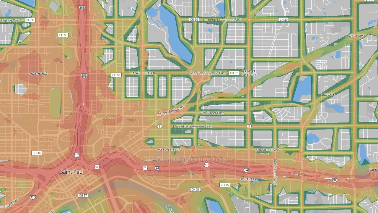 55106, MN Map of Noise Levels in 55106