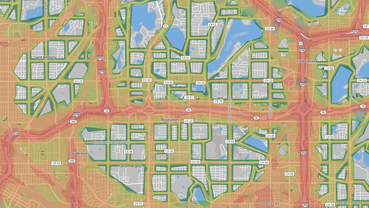 55113, MN Map of Noise Levels in 55113