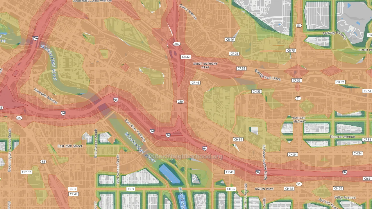 55114, MN Map of Noise Levels in 55114