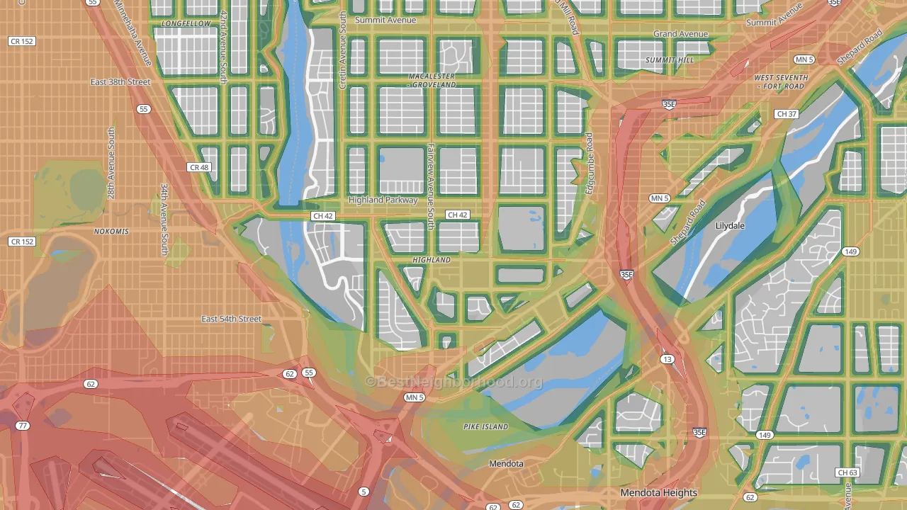 55116, MN Map of Noise Levels in 55116