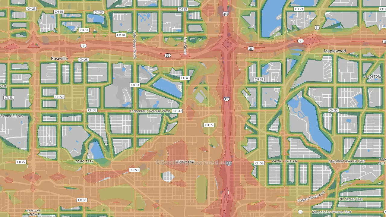 55117, MN Map of Noise Levels in 55117