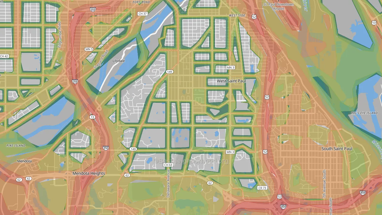 55118, MN Map of Noise Levels in 55118