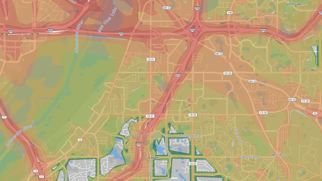 55121, MN Map of Noise Levels in 55121