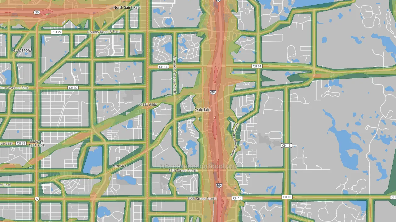 55128, MN Map of Noise Levels in 55128