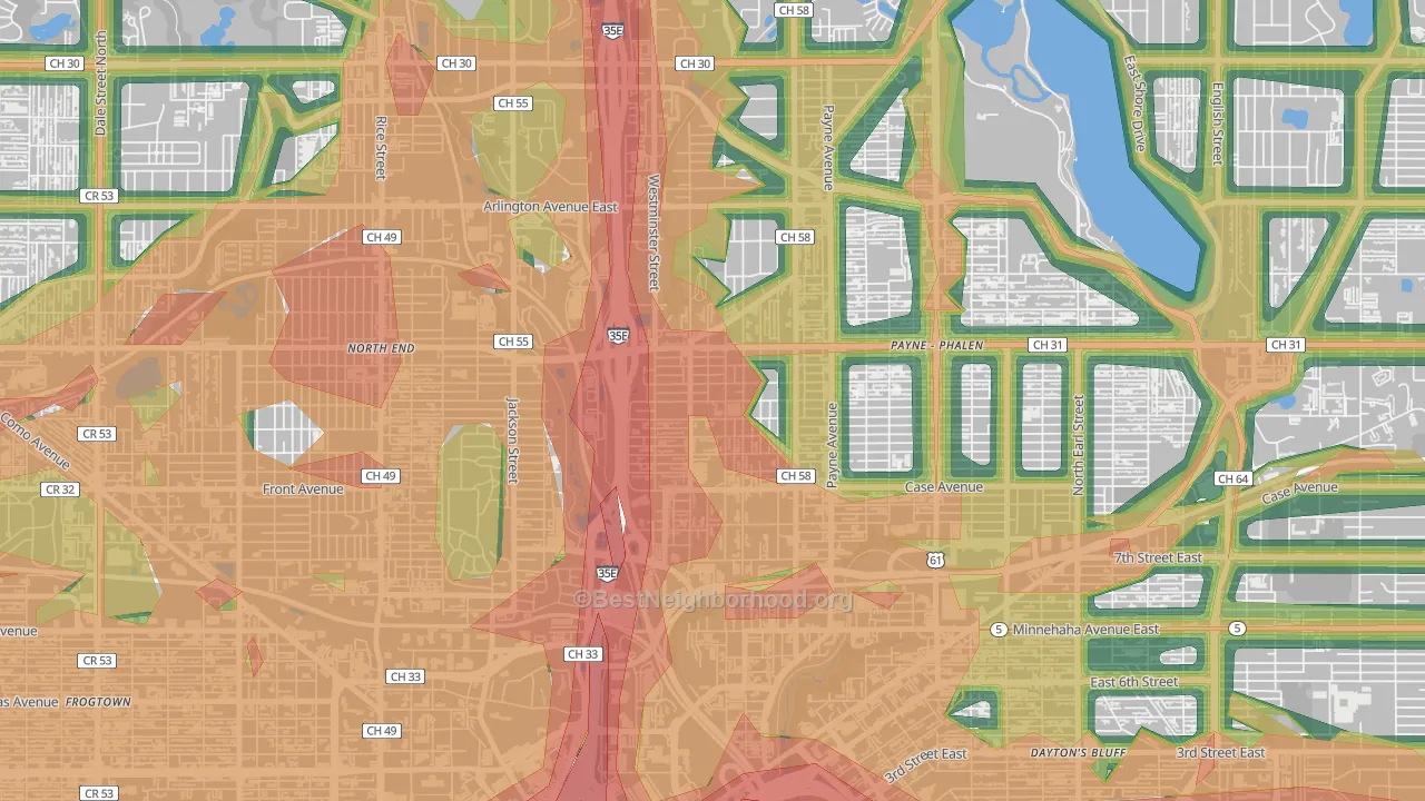 55130, MN Map of Noise Levels in 55130