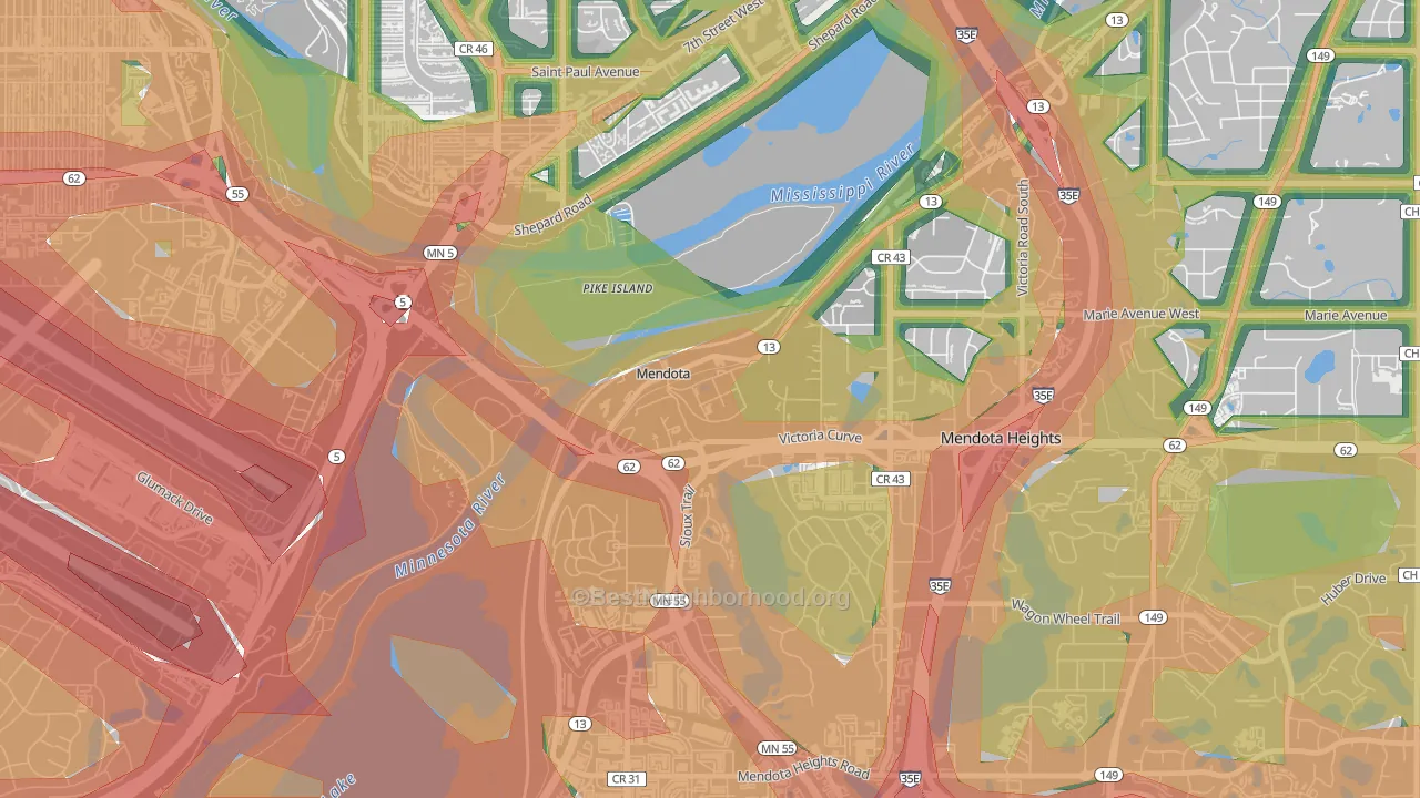 55150, MN Map of Noise Levels in 55150